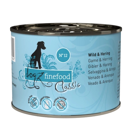 Dogz finefood No.12 dziczyzna & śledź 200g mokra karma dla psa jedzenie dla alergika 