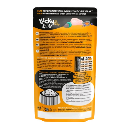 Lucky Lou SuperMono Mięso z Kaczki 125g Saszetka dla kota Monobiałkowa