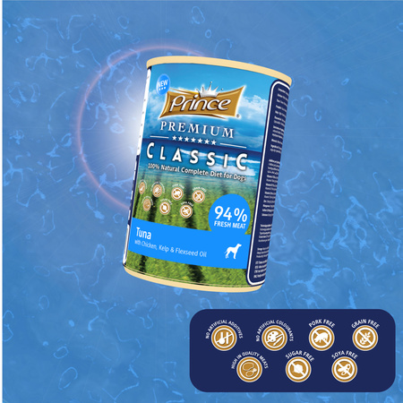 Prince Premium Classic Tuńczyk Kurczak Wodorosty 400 g mokra karma dla psa
