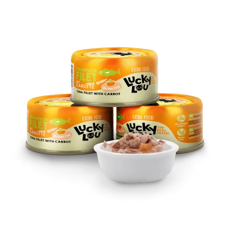 Lucky Lou Extra Food Tuńczyk z marchewką w puszce 70g wybredne koty