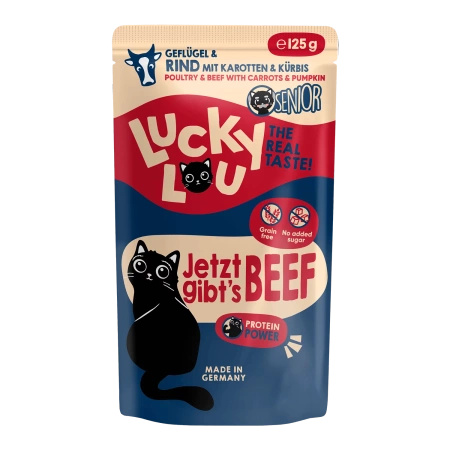 Lucky Lou Lifestage Senior Drób i Wołowina 125g Mokra Karma Funkcjonalna dla Starszych Kotów