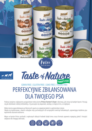 Prince Farmer's Feast mokra karma dla psa z 97% mięsa z rosołem. Wieprzowina & jagnięcina 800 gr karma bez kurczaka, bez zbóż