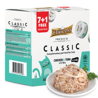 Princess Classic 70g Kurczak ,Tuńczyk, Ryż 7+1 mokra karma dla kota w galaretce