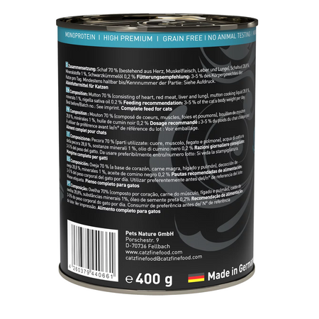 Catz finefood Purrrr No. 113 baranina 400g mokra karma dla kota