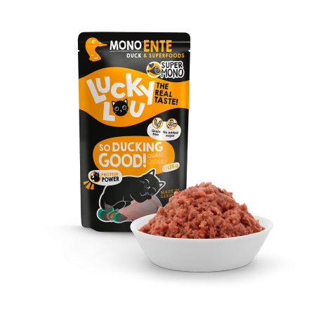 Lucky Lou SuperMono Mięso z Kaczki 125g Saszetka dla kota Monobiałkowa