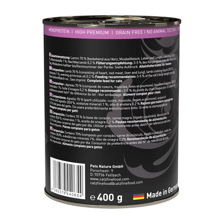 Catz finefood Purrrr No. 111 jagnięcina 400g mokra karma dla kota