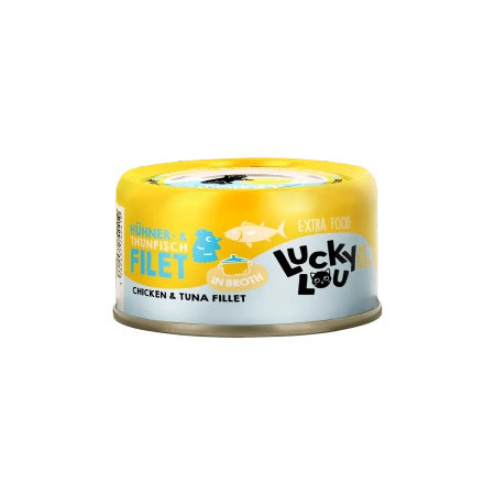 Lucky Lou Extra Food Filet z kurczaka i tuńczyka w bulionie 70g dla wybrednego kota