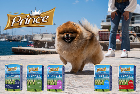 Prince Premium Classic 94% mięsa mokra karma dla psa Łosoś z Kurczakiem i Warzywami 400g