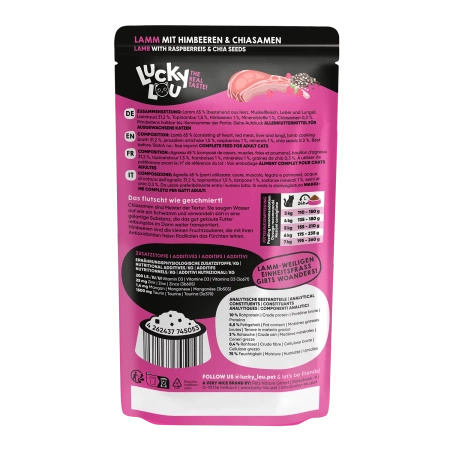 Lucky Lou SuperMono Jagnięcina 125g monobiałkowa karma dla kotów alergików Hipoalergiczna