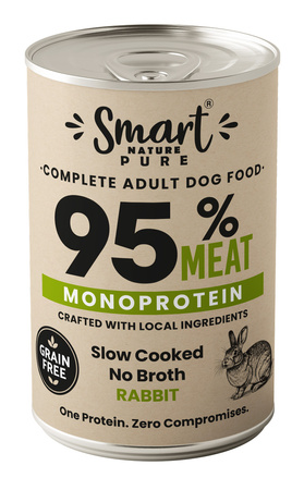 Smart Nature Pure RABBIT 95% MIĘSA Monoproteinowa wysokomięsna karma mokra dla psa 400g