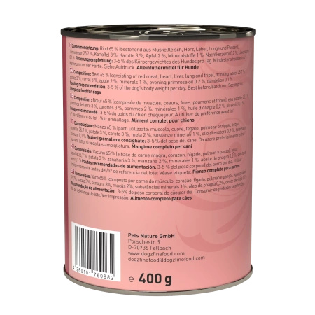 Dogz finefood No.2 wołowina 400g mokra karma dla psa