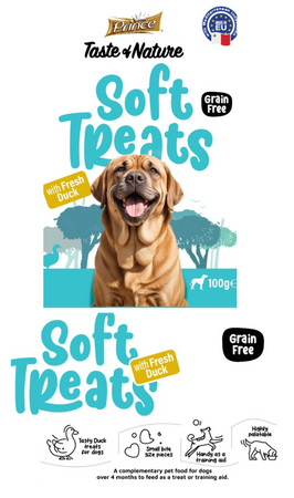 Prince Soft Treats Duck 100g miękkie trenerki dla psów z kaczki