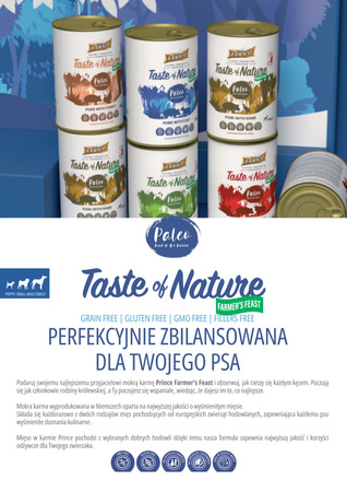 Prince Farmer Feast 97% mięso i rosół. Wieprzowina & dziczyzna 400 gr mokra karma dla psa bez kurczaka, bez zbóż