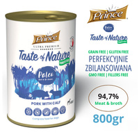 Prince Farmer's Feast mokra karma dla psa z 97% mięsa z rosołem. Wieprzowina & cielęcina 800 g