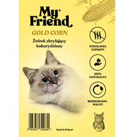My Friend Gold Corn 15l /10kg zbrylający żwirek kukurydziany dla kota i małych zwierząt domowych.