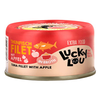 Lucky Lou Extra Food Tuńczyk z jabłkiem w sosiku, puszka 70g dla wybrednego kotka
