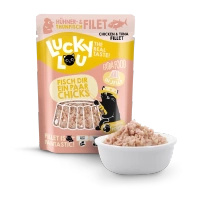 Lucky Lou Extra Food Tuńczyk i filet z kurczaka w galaretce, saszetka 70g dla wybrednego kota