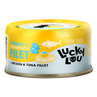 Lucky Lou Extra Food Filet z kurczaka i tuńczyka w bulionie 70g dla wybrednego kota