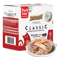Princess Classic 70g Tuńczyk Pacyficzny z Ryżem i Krewetkami Vannamei 7+1 mokra karma dla kota w galaretce