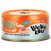 Lucky Lou Extra Food Filety mięsne Tuńczyk i Łosoś w puszce 70g dla wybrednego kota