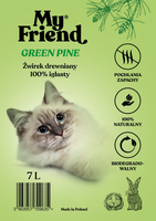 My Friend Green Pine drewniany żwirek niezbrylający dla kotów i małych ssaków 7 litrów