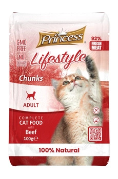 Princess Lifestyle Chunks Wołowina 100g kawałki mięsa mokra karma dla kota