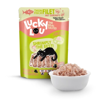 Lucky Lou Extra Food Tuńczyk i krewetki w galaretce, saszetka 70g Pyszna kocia karma