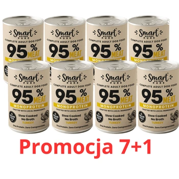 Smart Nature Pure TURKEY 95% MIĘSA Monoproteinowa karma mokra dla psa Promo 7+1