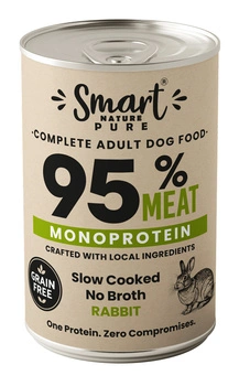 Smart Nature Pure RABBIT 95% MIĘSA Monoproteinowa wysokomięsna karma mokra dla psa 400g