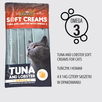 Princess SOFT Creams Tuńczyk & Homar  mokry, pyszny i delikatny sosik dla kota z tauryną