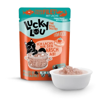 Lucky Lou Extra Food Tuńczyk i Łosoś w bulionie 70 g Jedzenie dla kota