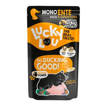 Lucky Lou SuperMono Mięso z Kaczki 125g Saszetka dla kota Monobiałkowa